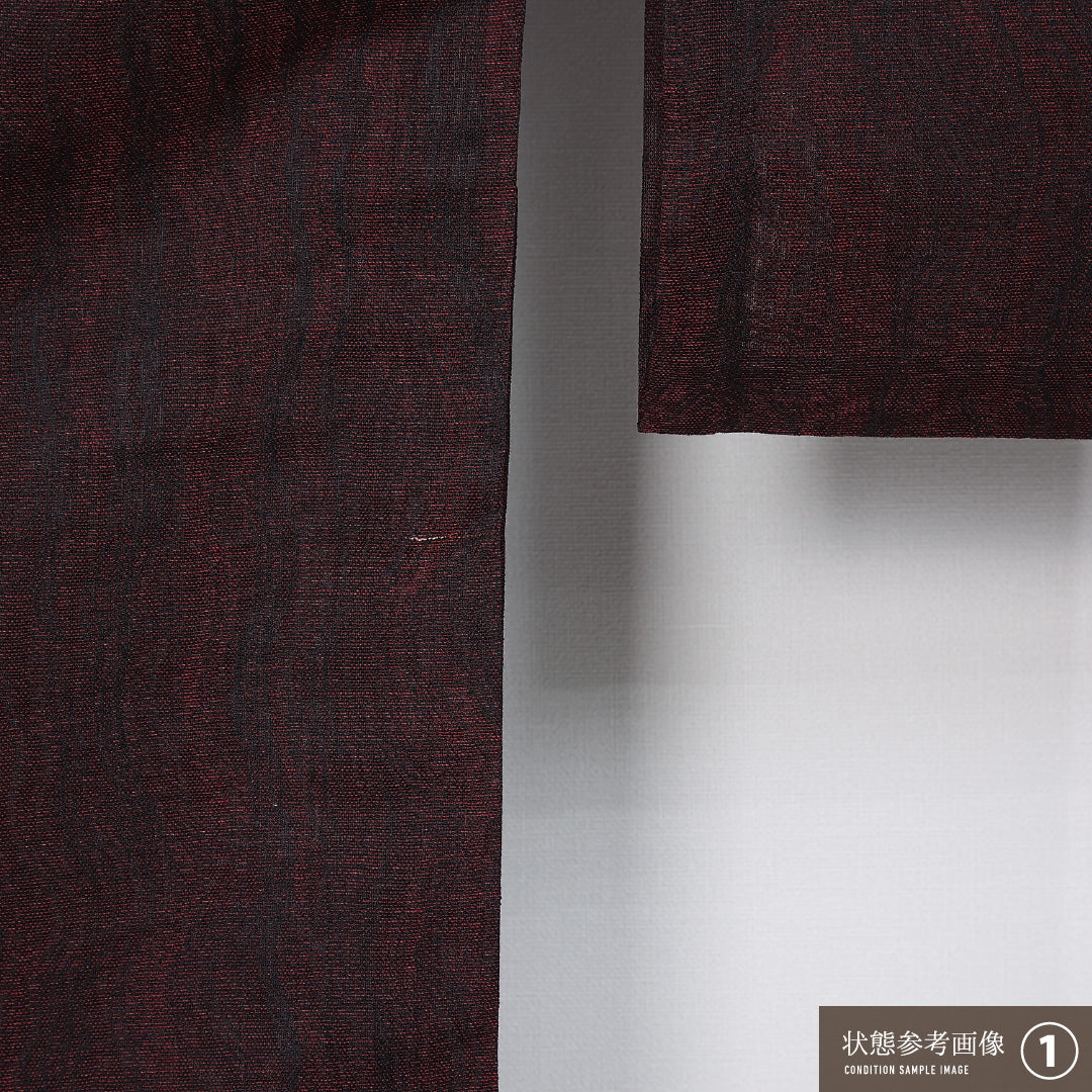 夏物 洗える着物 紬 夏物 身丈152cm 裄丈62cm ポリエステル Aランク カジュアル バチ衿 Sサイズ 創作柄 赤系 RP 1223-11884