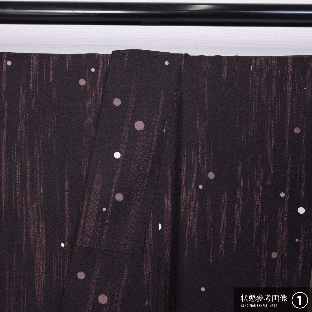 洗える着物 小紋 袷 身丈165cm 裄丈65cm ポリエステル Aランク インフォーマル 広衿 XLサイズ ドット 紫系 RP 1221-11494