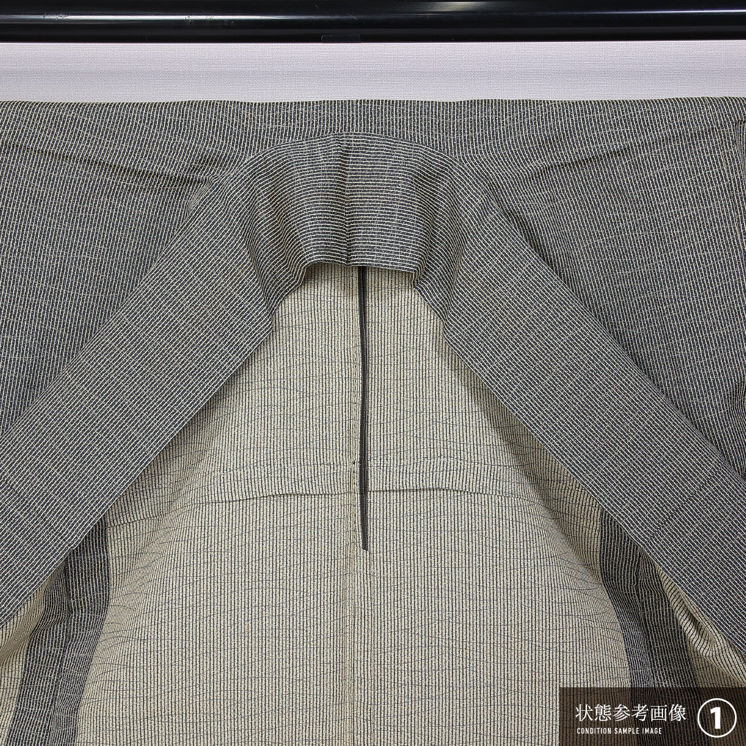 小紋 身丈153cm 裄丈60.5cm S 正絹 Bランク 単衣 広衿 芝草 1215-11029