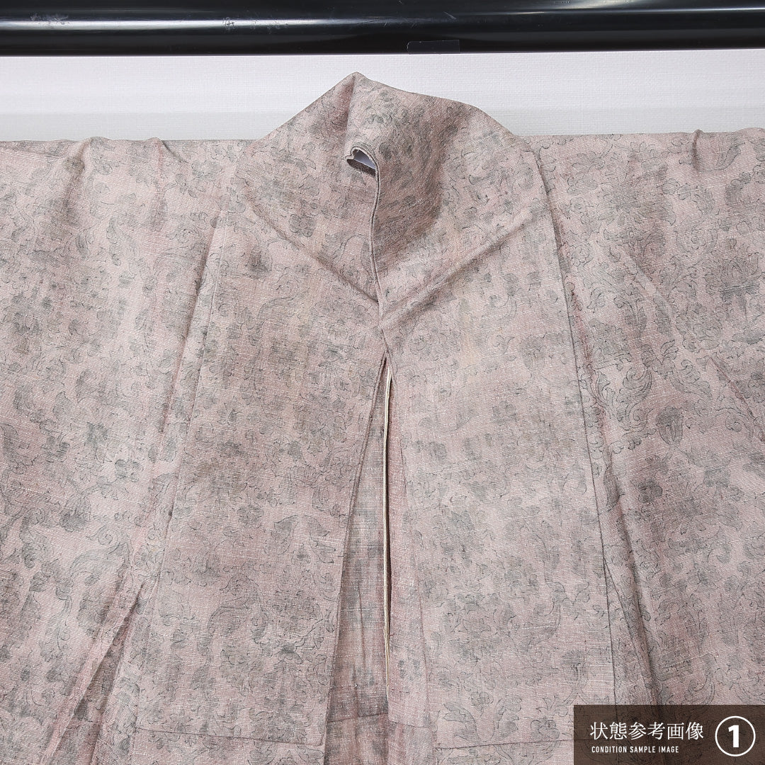 紬 単衣 身丈147cm 裄丈63cm 正絹 Sランク カジュアル 広衿 XSサイズ 唐華 染紬 茶系 RP 1223-12203