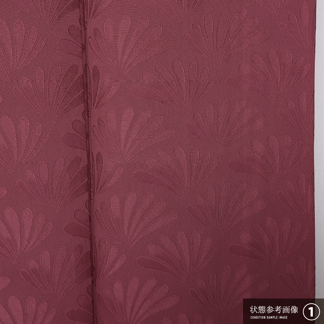 色無地 袷 身丈162cm 裄丈62cm 正絹 Aランク 一つ紋 (武田菱) 紋意匠 (菊) セミフォーマル 広衿 Lサイズ 織り出し 無地 ピンク系 RP 1219-11193