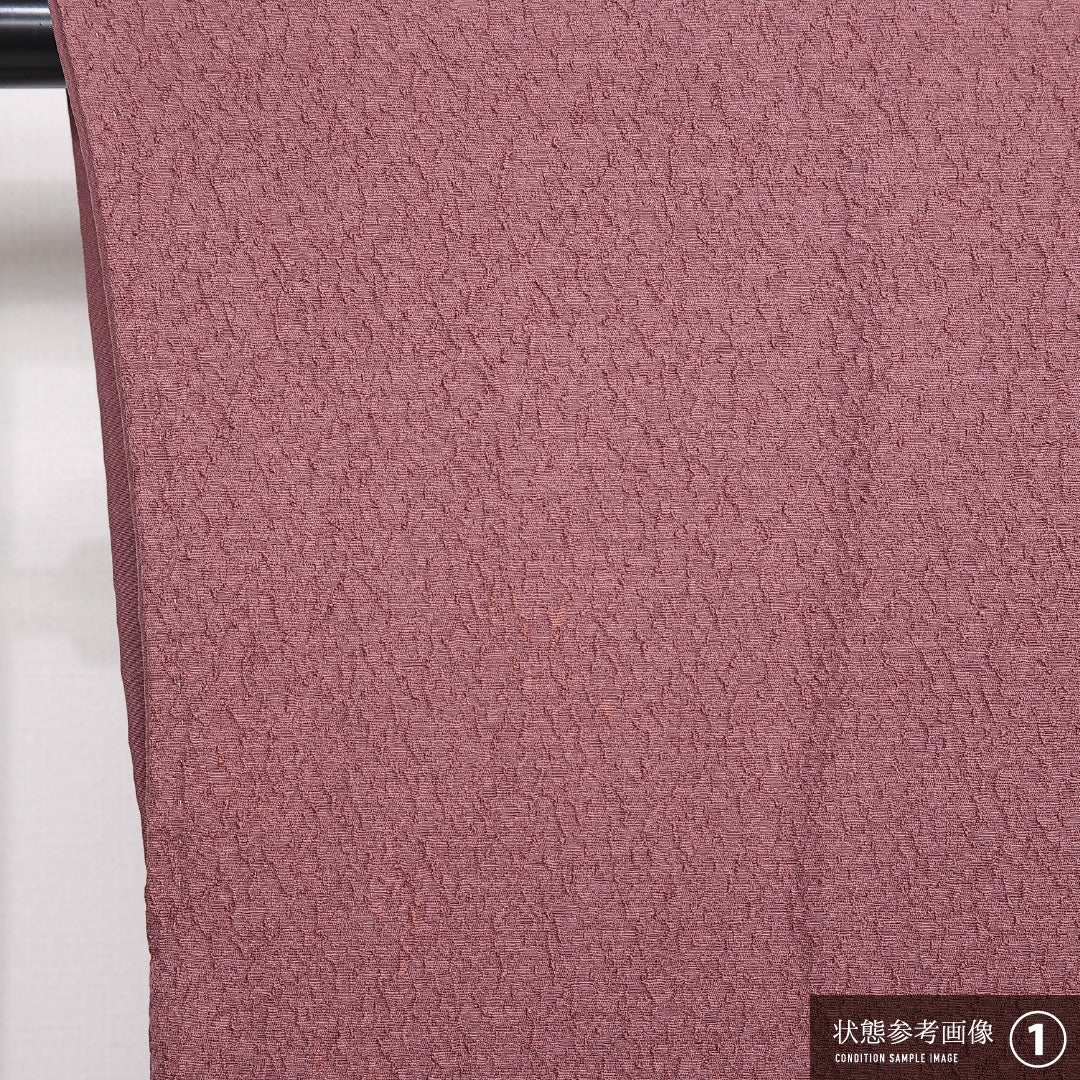 色無地 袷 身丈160cm 裄丈62cm 正絹 Aランク インフォーマル 広衿 Lサイズ ふくれ織 創作柄 紫系 HP 1219-13402