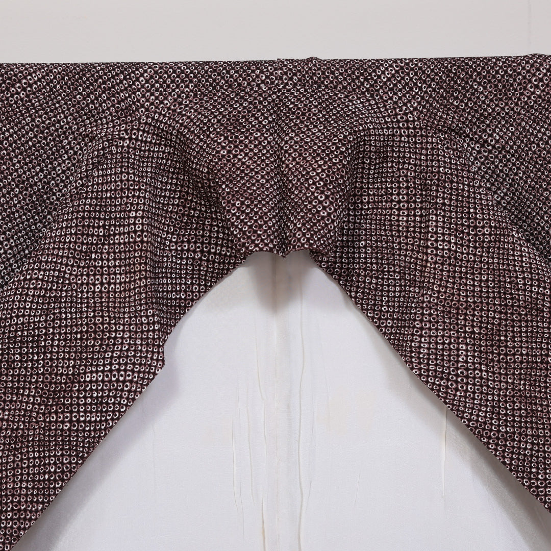 小紋 袷 身丈154cm 裄62cm 茶系 鹿の子 市松 正絹 Bランク 1215-01780-4214