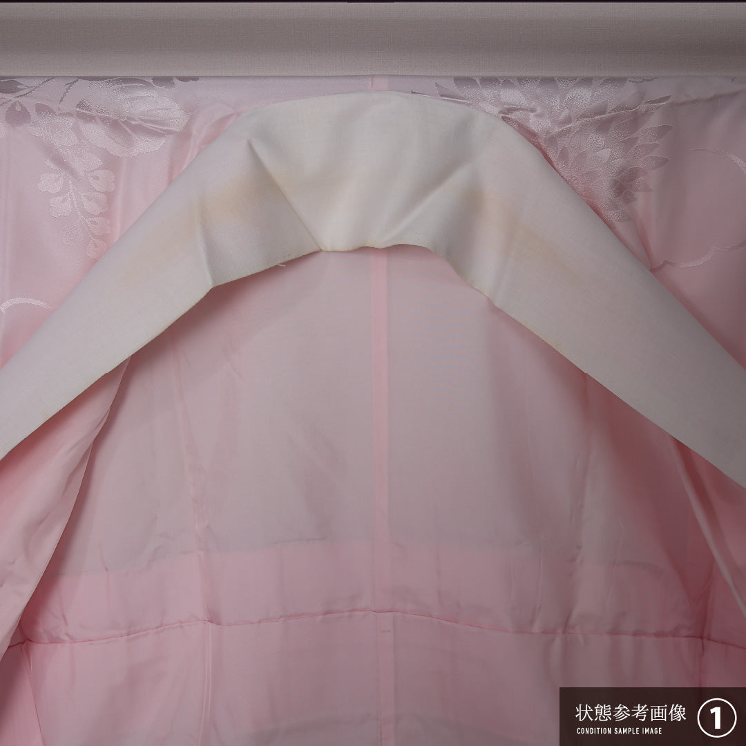振袖用 長襦袢 無双袖 身丈124cm 裄丈65cm 正絹 Bランク Mサイズ 桐 ピンク系 RP 1240-12658