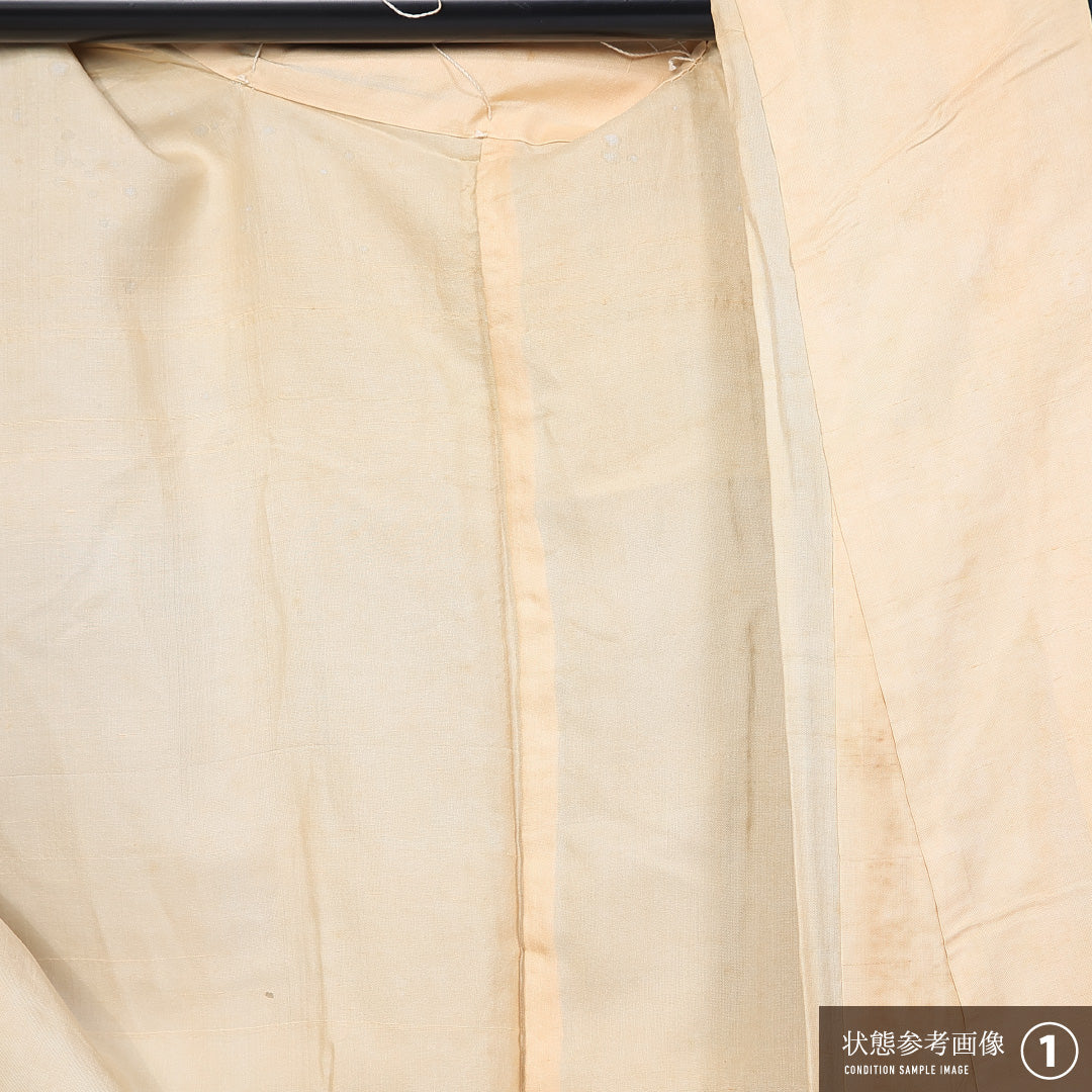 付下げ (ちりめん) 袷 身丈154cm 裄丈62cm 正絹 Aランク インフォーマル 広衿 Sサイズ 壺 ちりめん 紺系 RP 1218-11280