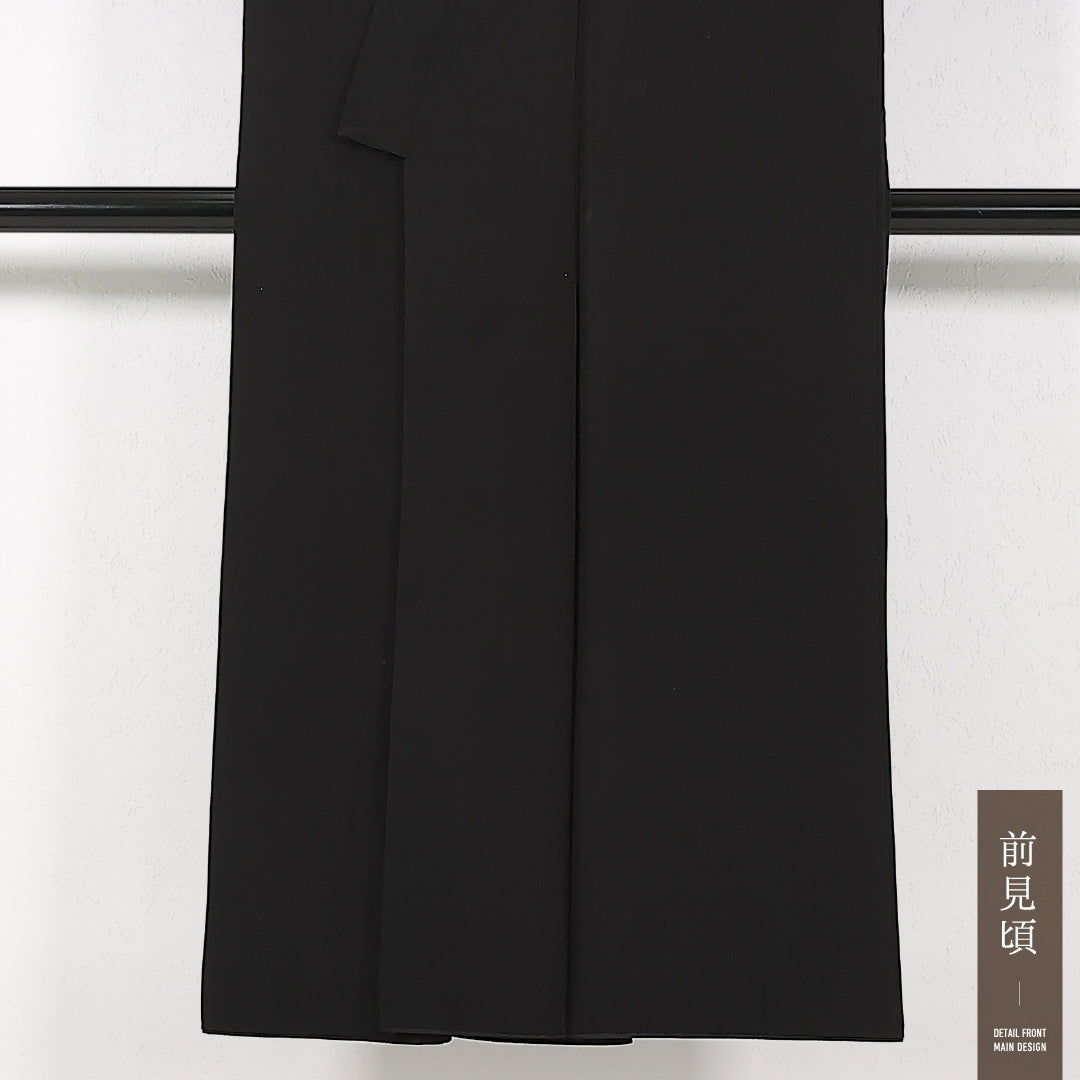 黒紋付 男性用 (羽二重) 袷 身丈145cm 裄丈69cm 正絹 Cランク 五つ紋 (隅切り角に槌) フォーマル 棒衿 Mサイズ 羽二重 黒系 RP 1231-17487