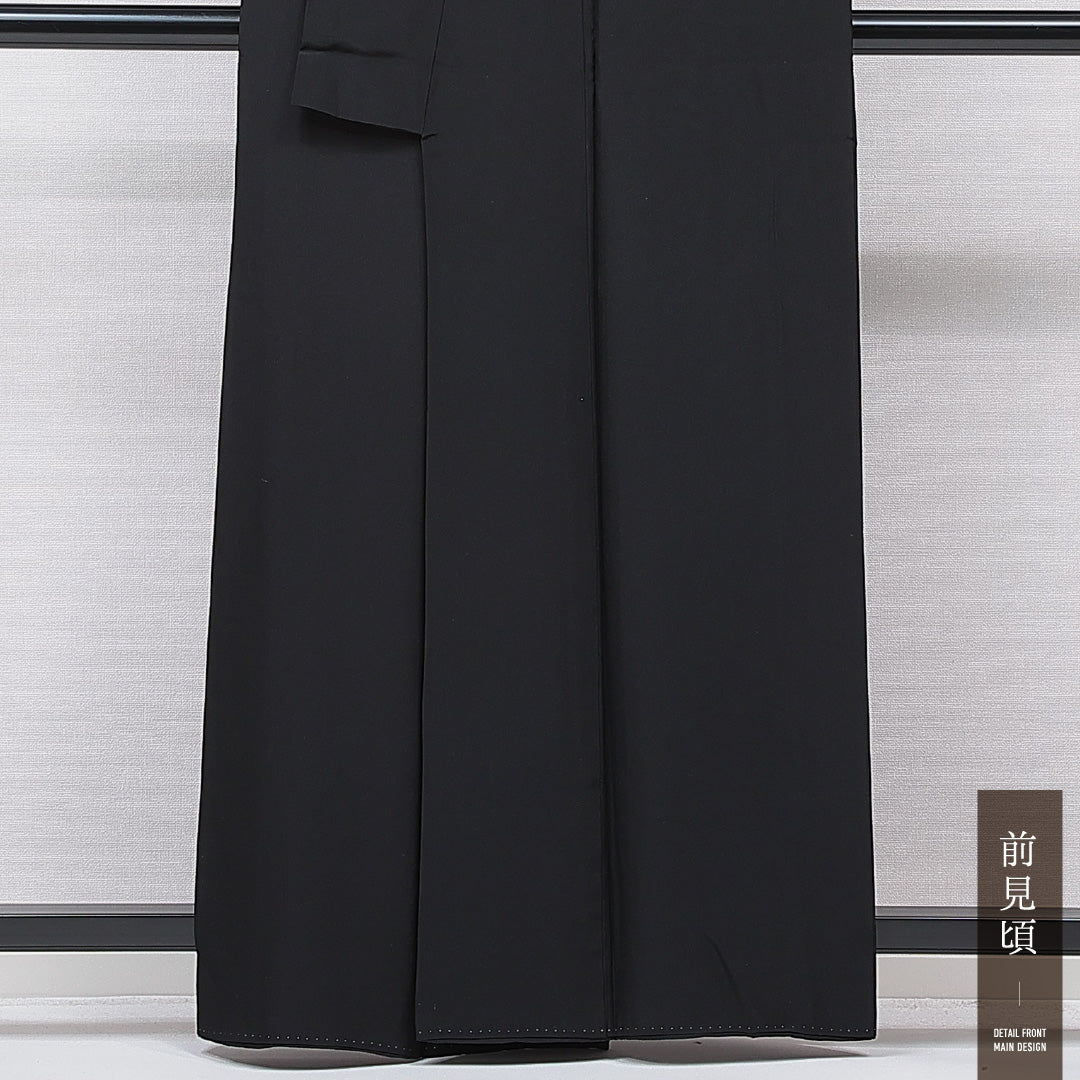 黒紋付 袷 身丈158cm 裄丈63cm 正絹 Sランク 五つ紋 (五三桐) 弔事用 広衿 Mサイズ 黒系 RP 1230-07050
