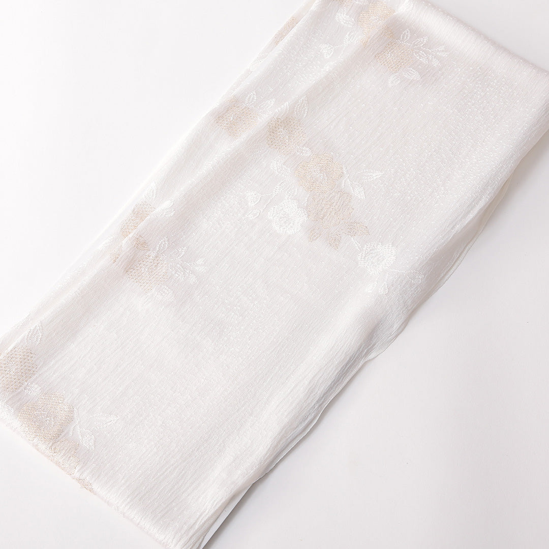 未使用品 帯締め・帯揚げ・末広 3点セット 留袖用 正絹 平組紐 高麗組 ちりめん 白系 1254-01013
