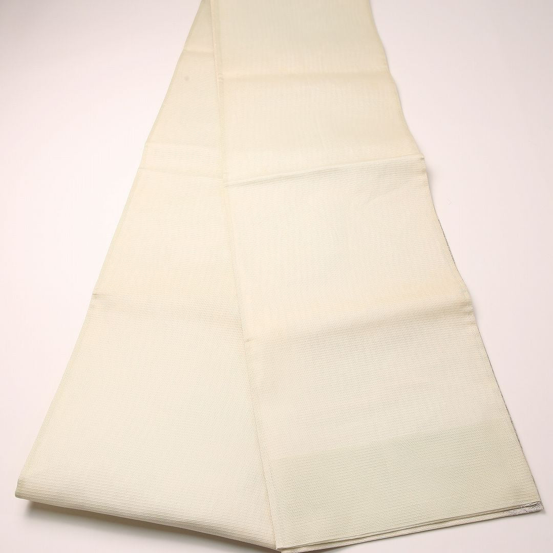 夏物 袋帯 帯丈438cm 正絹 六通 セミフォーマル 松 緑系 クリーム系 1243-02464