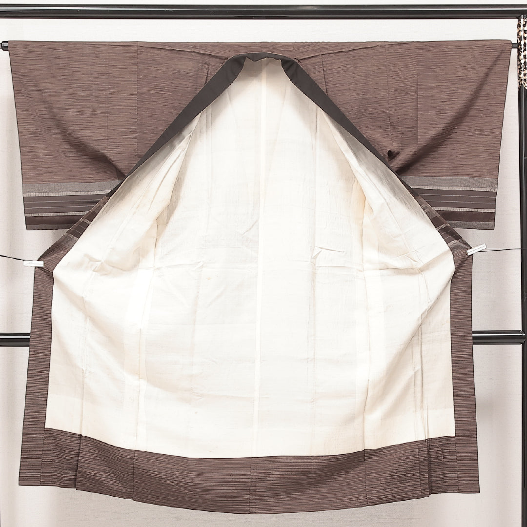 長襦袢 男性用 袷 身丈128cm 裄丈62cm 正絹 Aランク カジュアル XLサイズ 茶系 RP 1241-17230