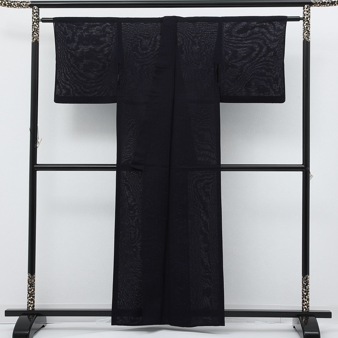 夏物 色無地 紗 身丈158cm 裄丈66cm 正絹 Sランク インフォーマル バチ衿 Sサイズ ドット 紺系 RP 1219-17283