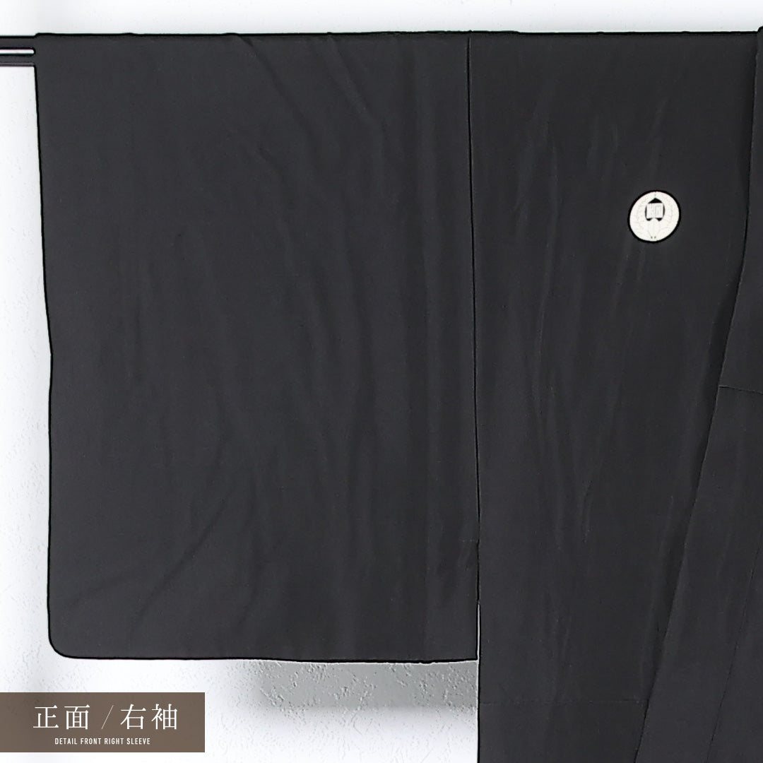 アンサンブル 男着物 (羽二重) 袷 身丈139cm 裄丈66cm 正絹 Cランク 五つ紋 フォーマル 棒衿 Mサイズ 無地 羽二重 茶系 RP 1224-17360