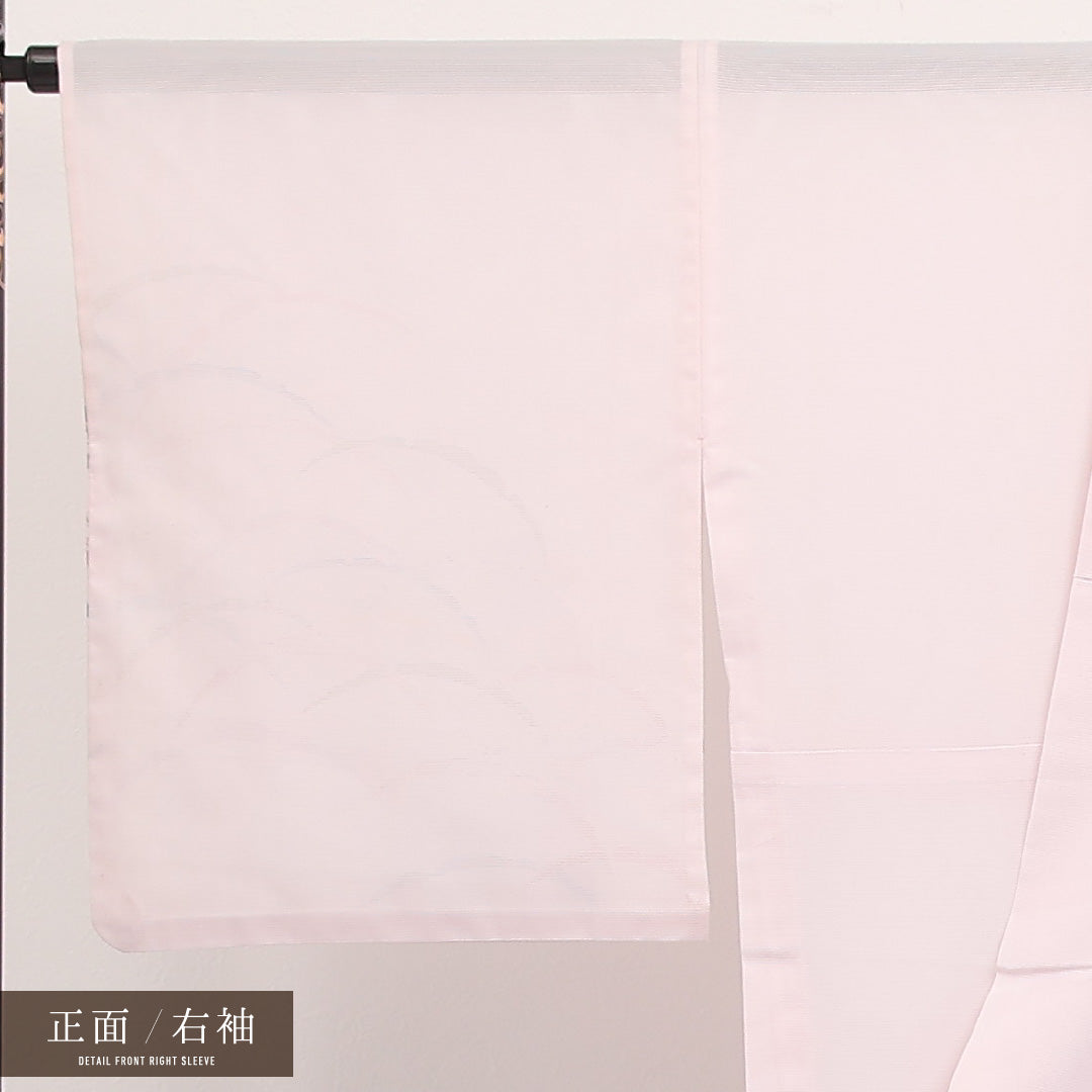 夏物 洗える着物 付下げ 絽 身丈166cm 裄丈67cm ポリエステル Cランク インフォーマル 広衿 Lサイズ 雪輪 ピンク系 RP 1218-17305