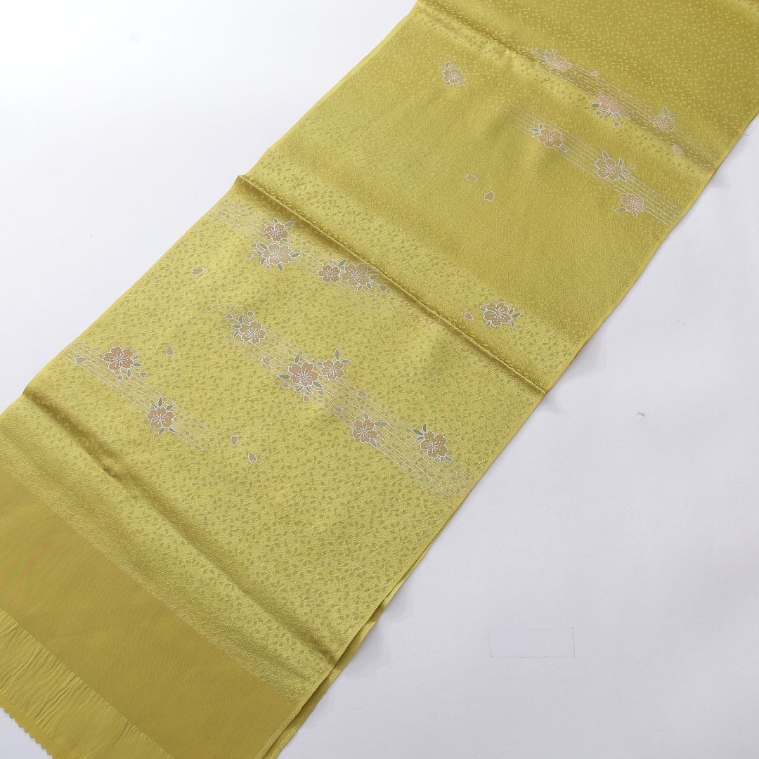 未使用品 帯揚げ 正絹 綸子 黄系 1252-00700
