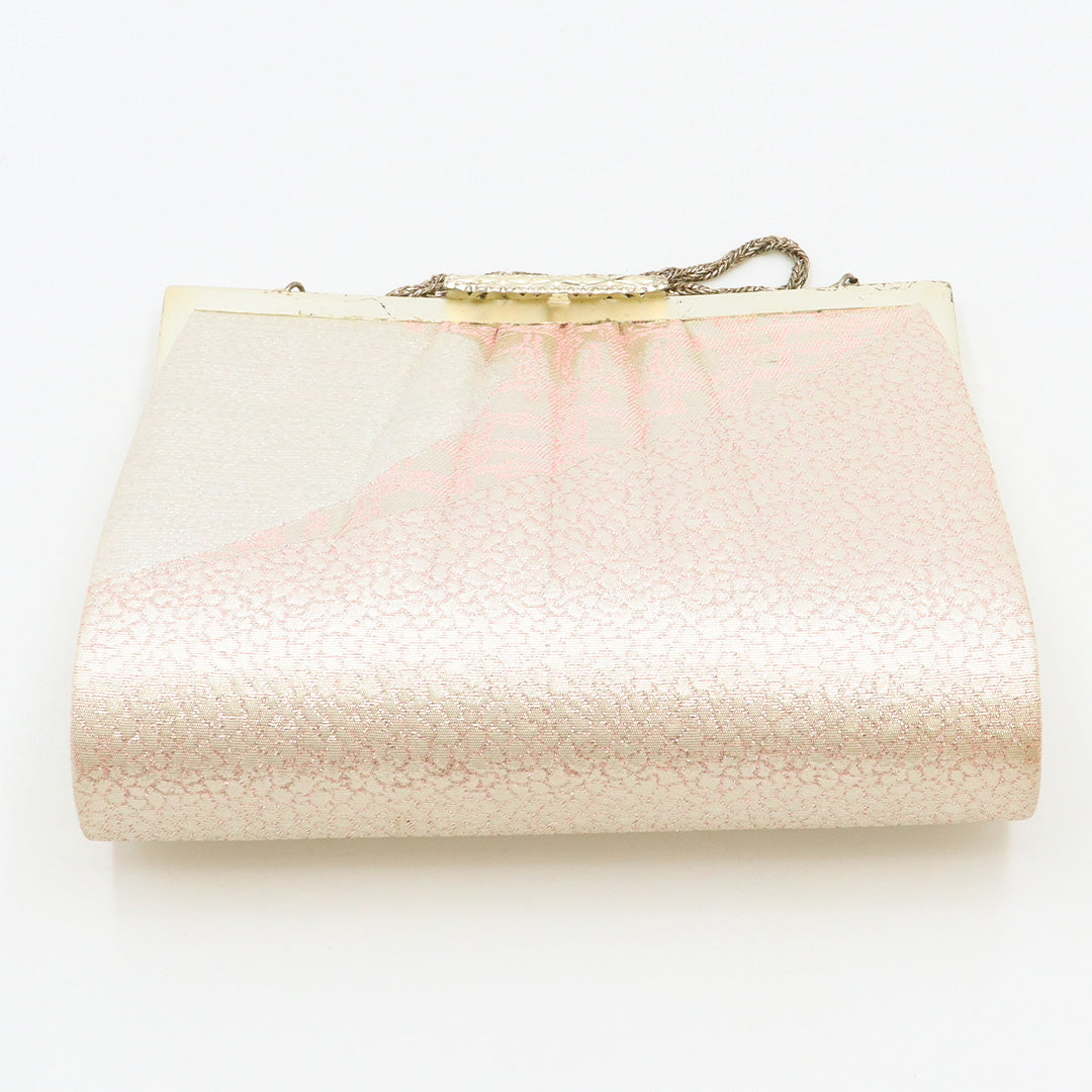 草履・バッグセット 礼装用 Lサイズ 24cm 高さ5cm 錦織 正絹 共箱 ピンク系 銀系 1251-00467