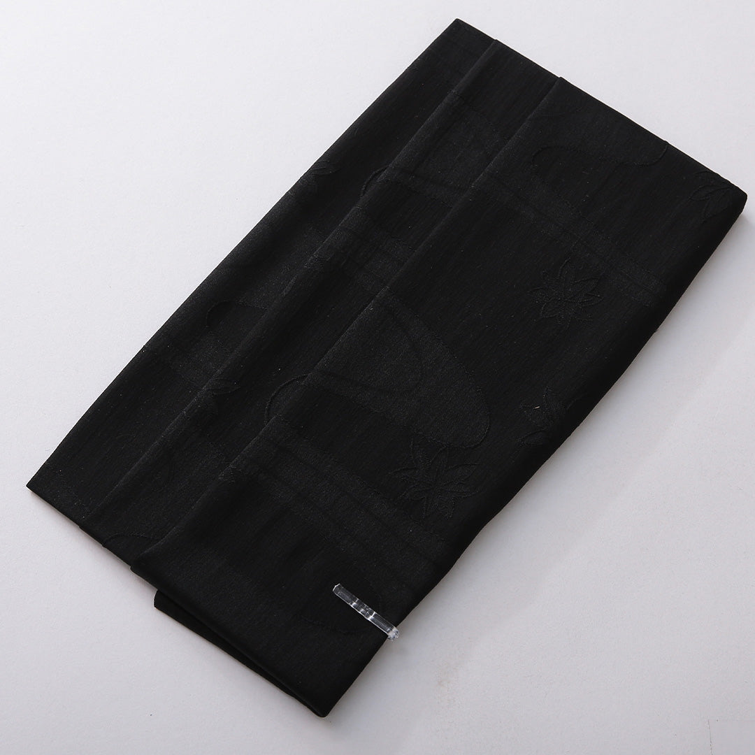 未使用品 帯締め・帯揚げセット 弔事用 正絹 平組紐 唐組 ちりめん 黒系 1254-01073