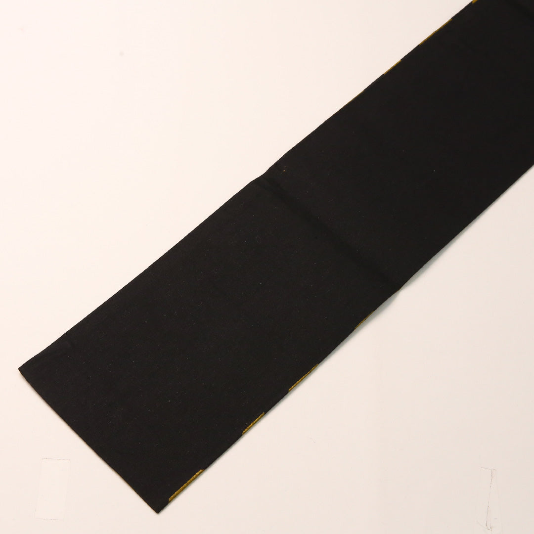 踊り用 半幅帯 帯丈344cm 木綿 全通 小袋帯 紗綾型 黒系 金系 1247-00772
