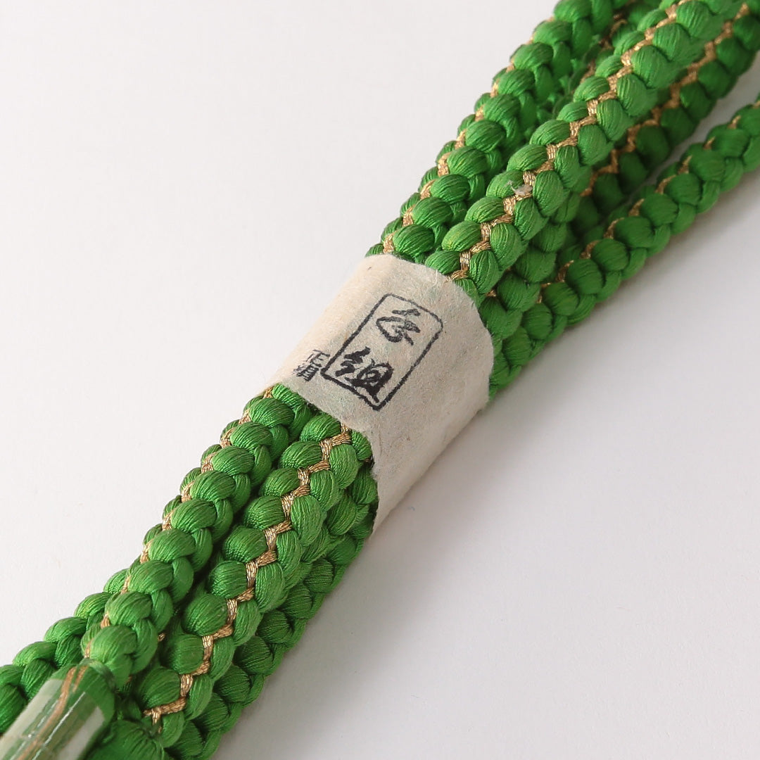 未使用品 礼装用 帯締め 平組紐 四つ組 正絹 緑系 1251-01881
