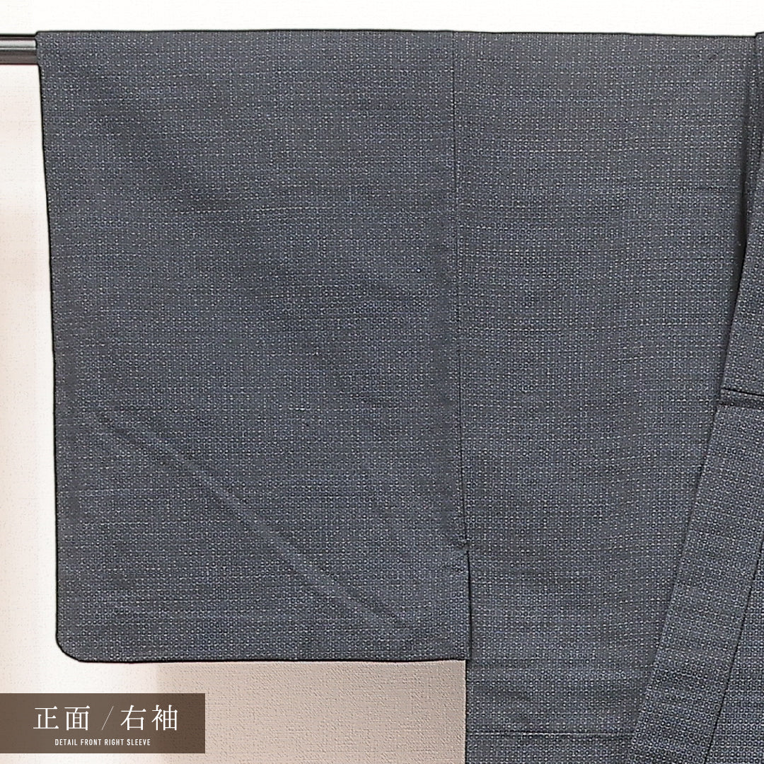 アンサンブル 洗える着物 ウールの男着物 単衣 身丈138cm 裄丈33cm ウール Aランク カジュアル 棒衿 Mサイズ 居敷当て 肩当て 亀甲絣 紺系 RP 1224-17234