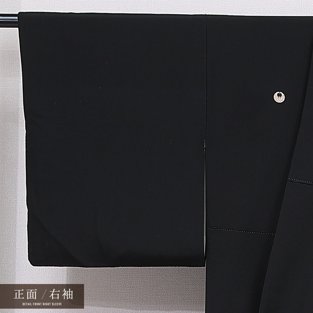 黒留袖 袷 身丈160cm 裄丈65cm 正絹 Sランク 五つ紋 (浮線蝶) フォーマル 広衿 Lサイズ 比翼 鶴 黒系 RP 1213-07025