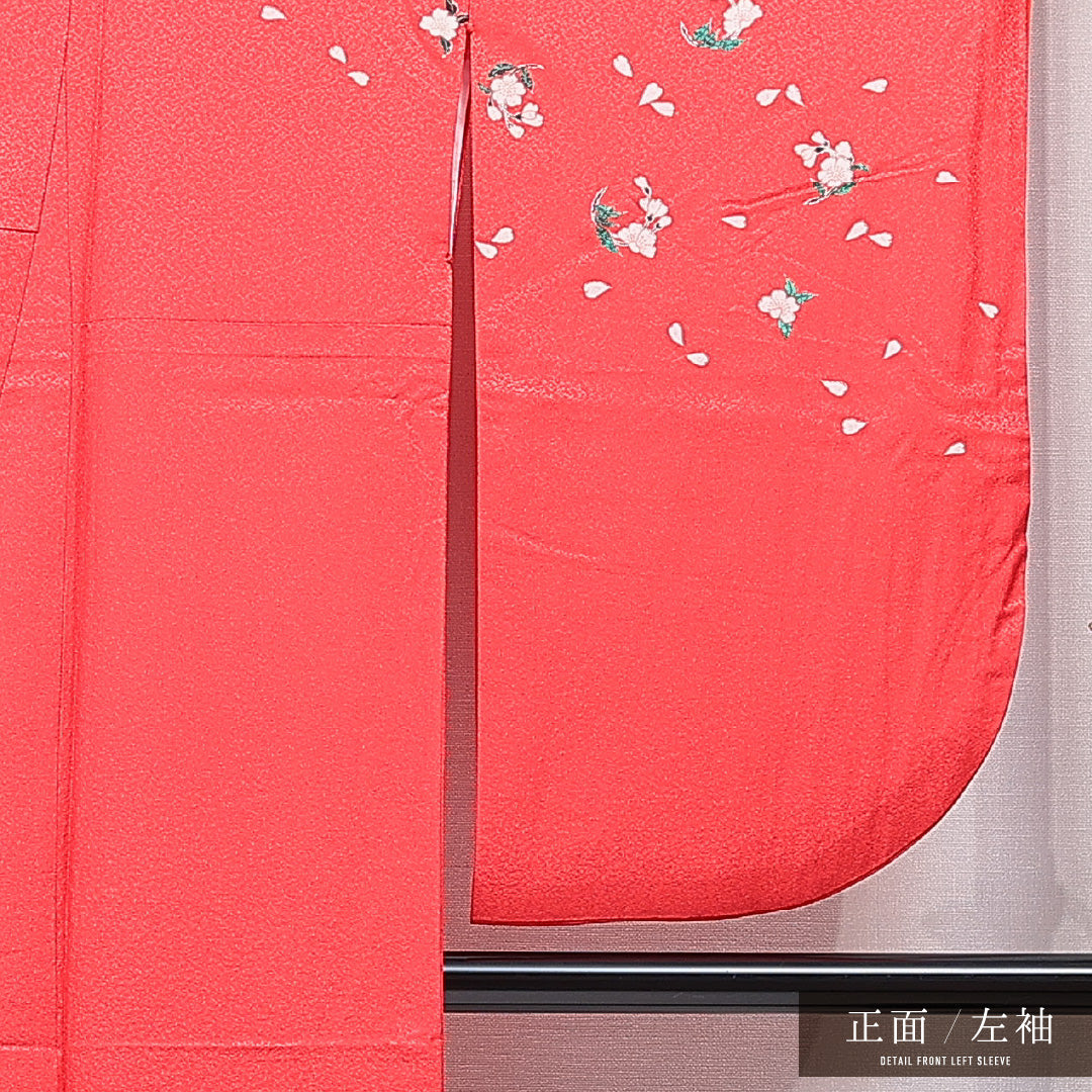 洗える着物 小振袖 袷 身丈164cm 裄丈66cm ポリエステル Sランク セミフォーマル 広衿 Lサイズ 桜 ピンク系 RP 1216-07039