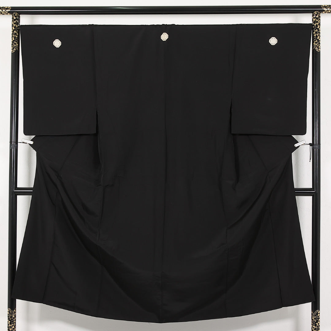 リサイクル・中古 黒紋付 男性用 (羽二重)】 袷 身丈145cm 裄丈69cm