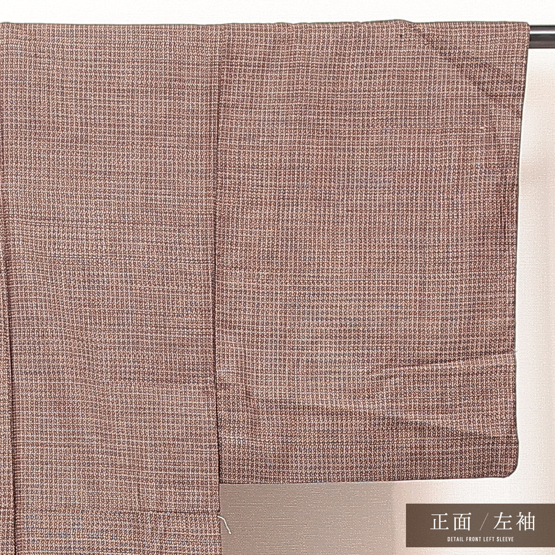 男着物 (大島紬) 袷 身丈138cm 裄丈64cm 正絹 Aランク インフォーマル 棒衿 Sサイズ 西郷 茶系 RP 1224-17189