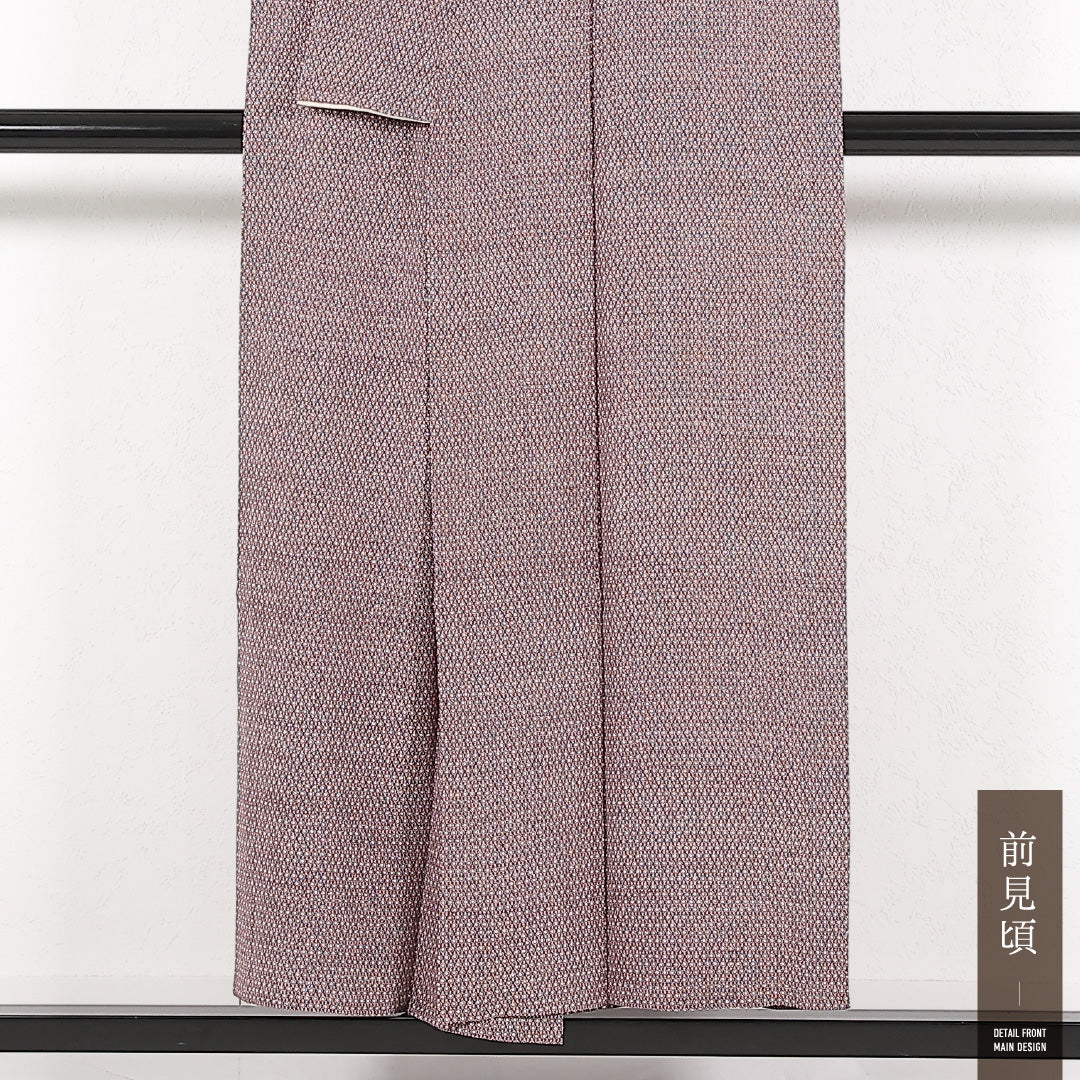 小紋 袷 身丈151cm 裄丈62cm 正絹 Cランク インフォーマル 広衿 XSサイズ 創作柄 紫系 RP 1221-17399