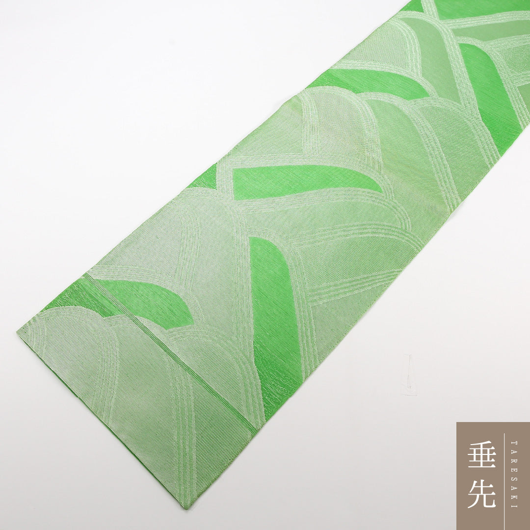 夏物 袋帯 帯丈428cm 正絹 六通 インフォーマル 遠山 緑系 1243-02476