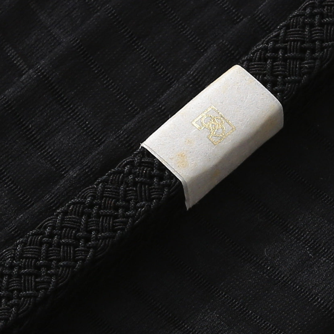未使用品 夏物 帯締め・帯揚げセット 弔事用 正絹 レース組 絽 黒系 1254-01074
