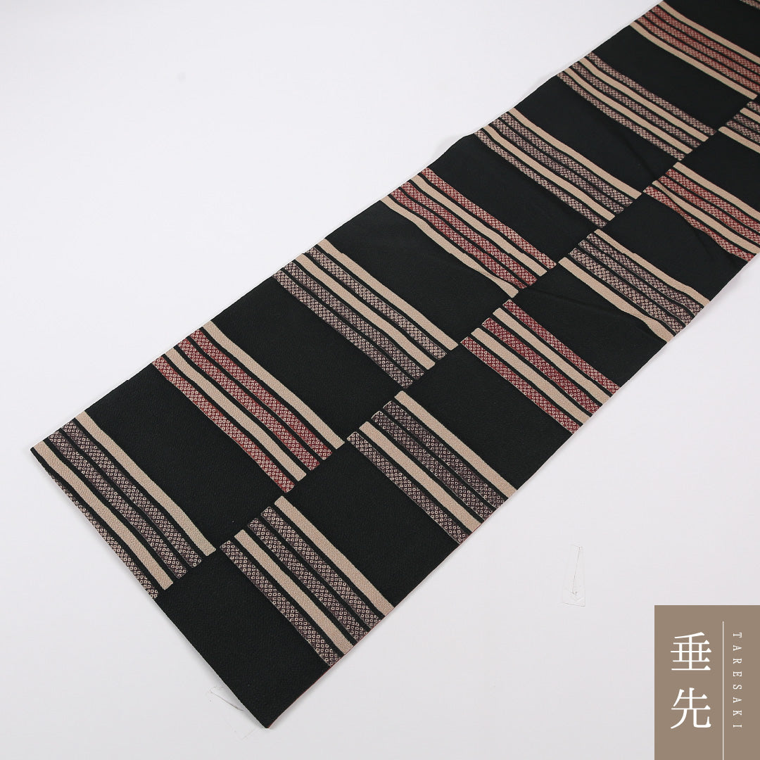 創作柄 袋帯 帯丈432cm 正絹 全通 インフォーマル 黒系 1243-02578