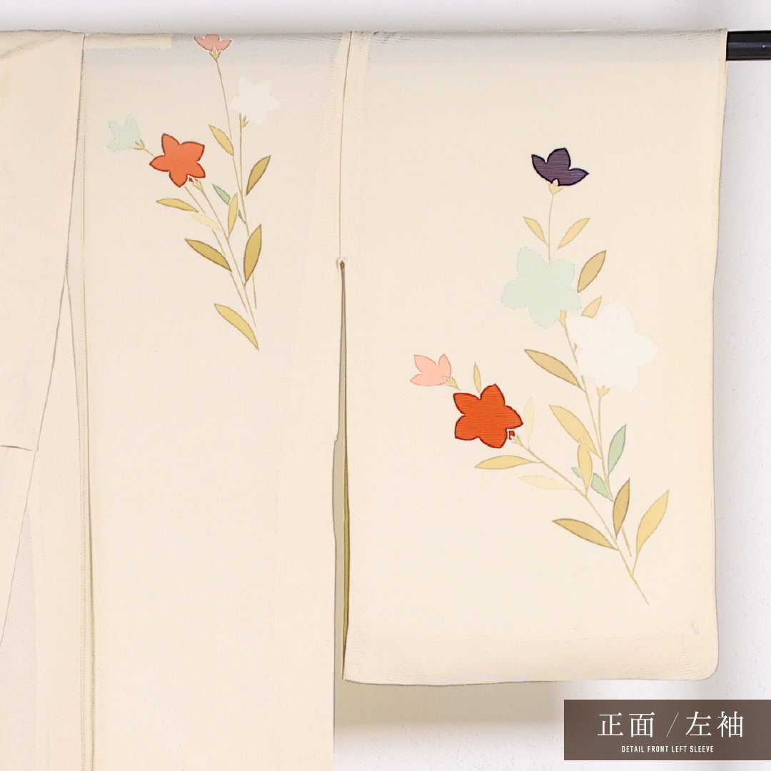 夏物 付下げ 絽 身丈166cm 裄丈64cm 正絹 Cランク インフォーマル 広衿 Sサイズ 桔梗 ベージュ系 RP 1218-17340