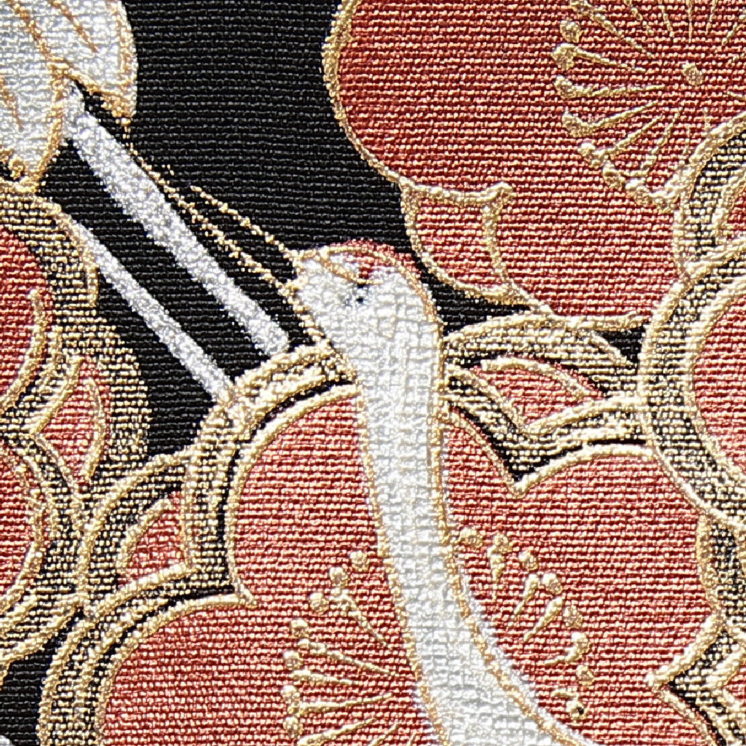 黒留袖 袷 身丈162cm 裄丈68cm 正絹 Sランク 五つ紋 (丸に違い矢羽根) フォーマル 広衿 Lサイズ 比翼 鶴 梅 黒系 RP 1213-06900