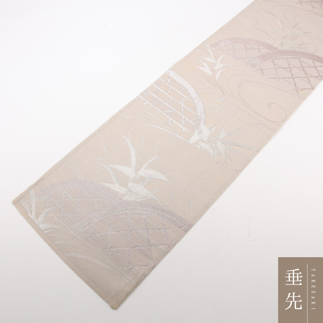 夏物 袋帯 帯丈420cm 正絹 六通 セミフォーマル 光悦垣 流水 紫系 白系 1243-02475