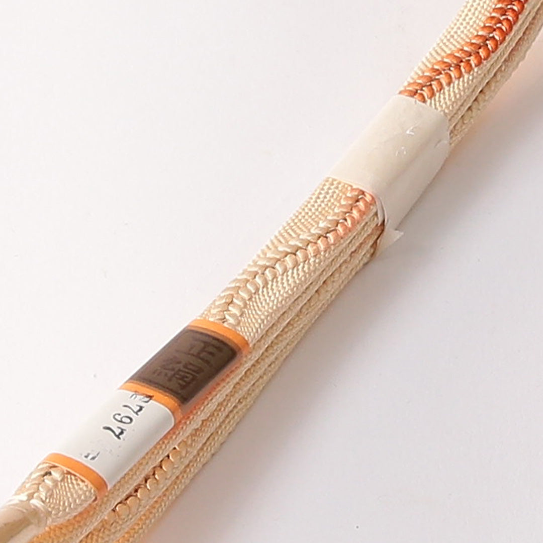 未使用品 帯締め 平組紐 正絹 クリーム系 1251-01592