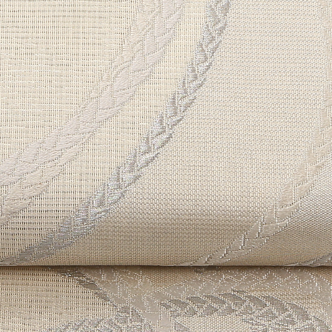 夏物 袋帯 帯丈424cm 正絹 六通 セミフォーマル 組紐 クリーム系 1243-02477