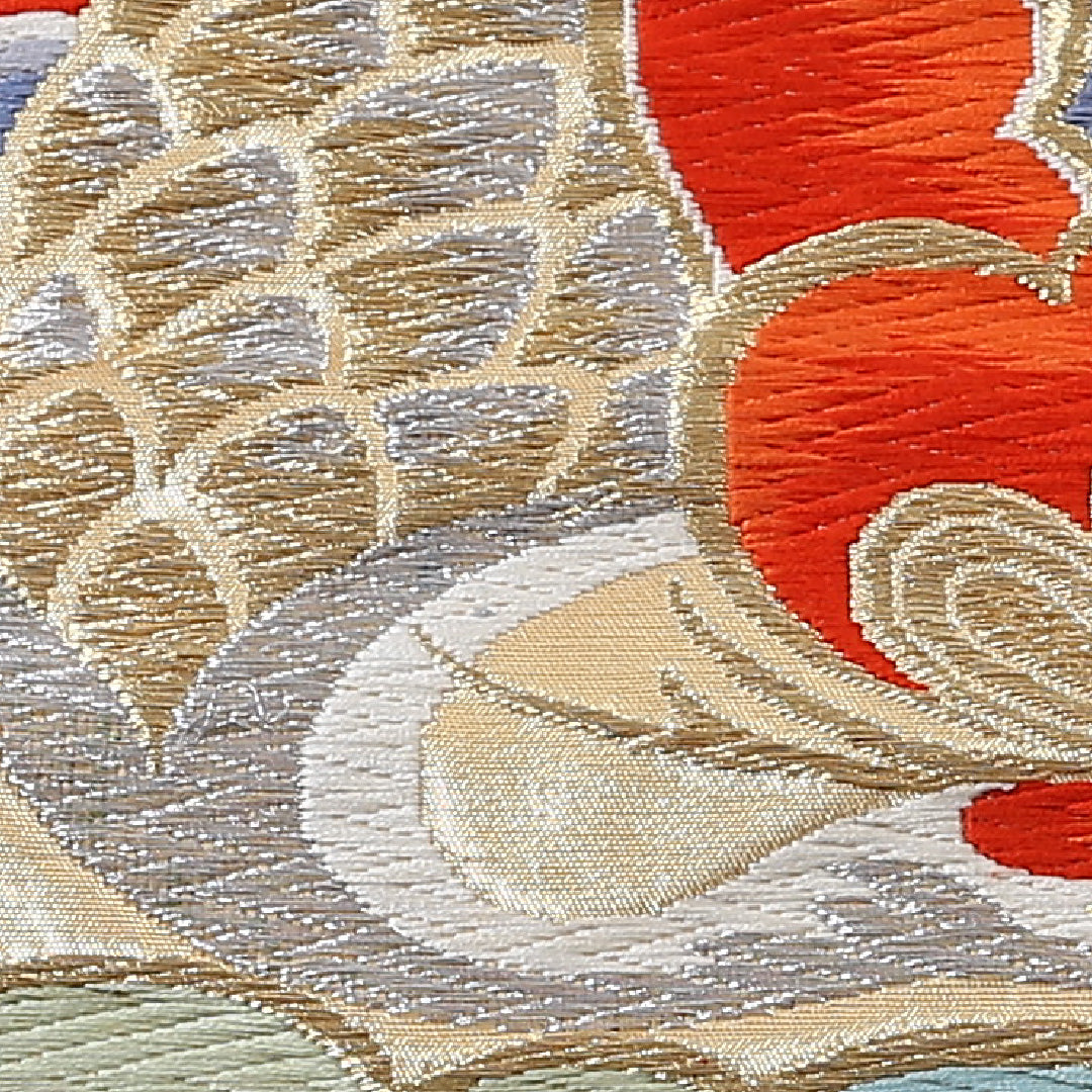 袋帯 帯丈412cm 正絹 六通 フォーマル 唐織 松鶴 金系 1243-00830