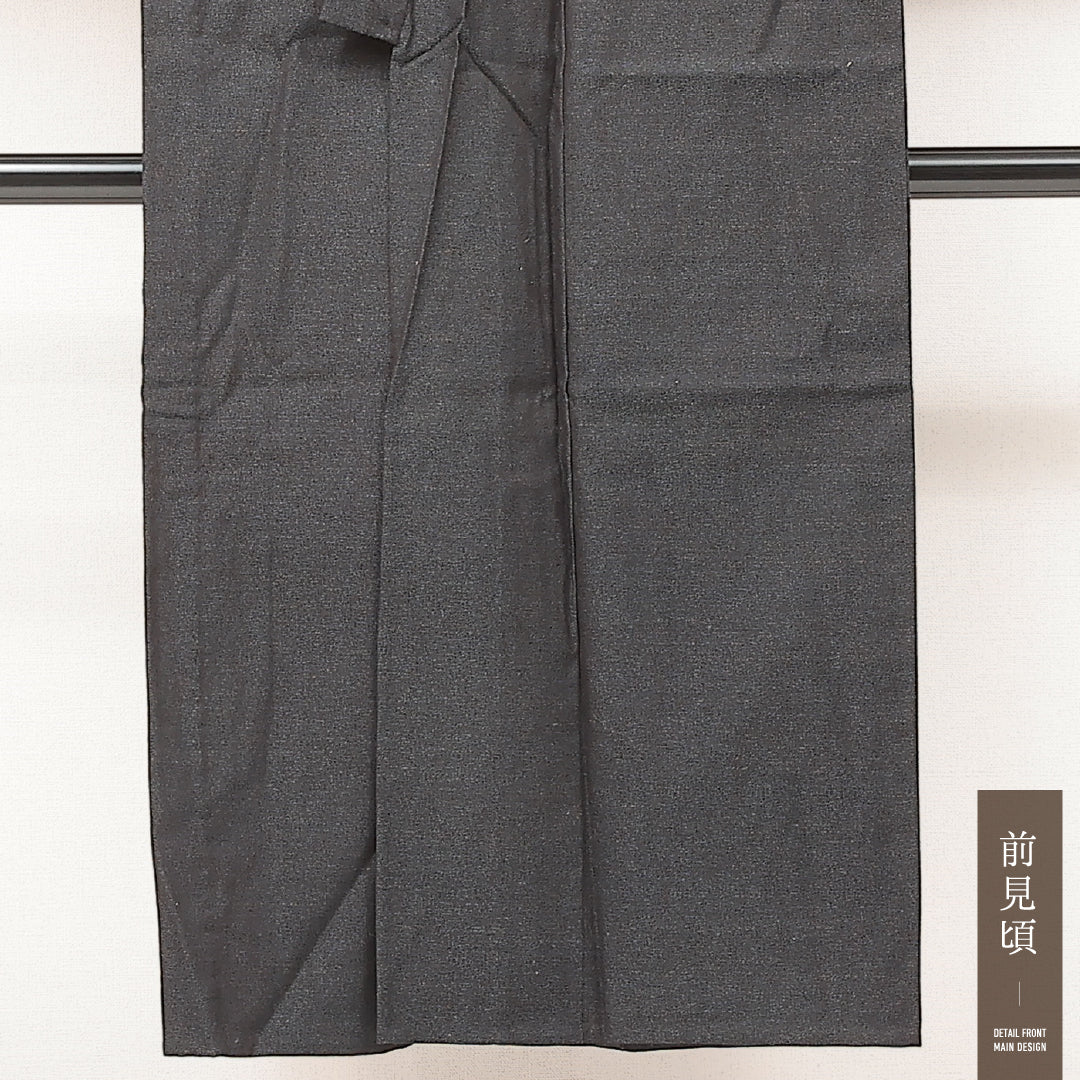 アンサンブル 洗える着物 ウールの男着物 単衣 身丈139cm 裄丈34cm ウール Sランク カジュアル 棒衿 Mサイズ 居敷当て 肩当て 無地 グレー系 RP 1224-17236