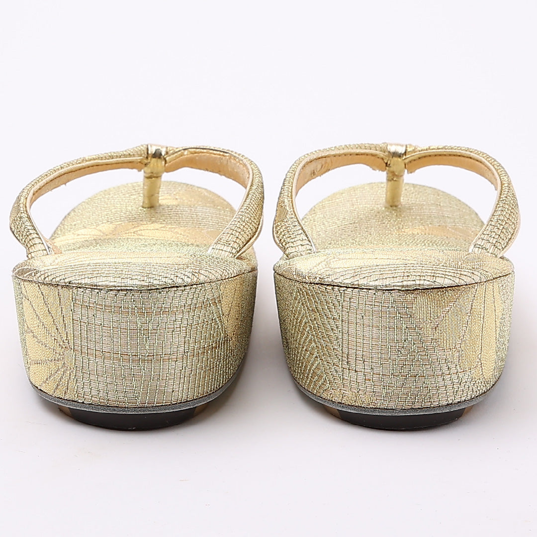 草履・バッグセット 礼装用 Sサイズ 22.5cm 高さ4.5cm 錦織 正絹 金系 1251-00494