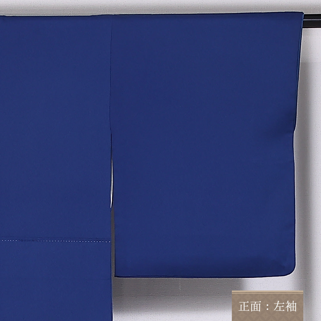 色留袖 袷 身丈152cm 裄丈64cm 正絹 Aランク 一つ紋 (丸に四つ目菱) セミフォーマル 広衿 Sサイズ 笠 青系 RP 1214-06546