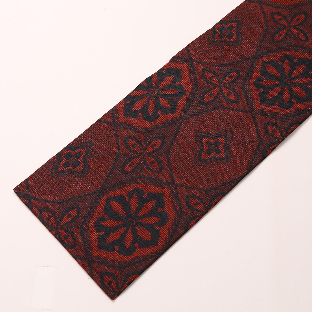 半幅帯(村山大島紬) 帯丈352cm 正絹 全通 小袋帯 カジュアル 古典柄 赤系 1247-00157