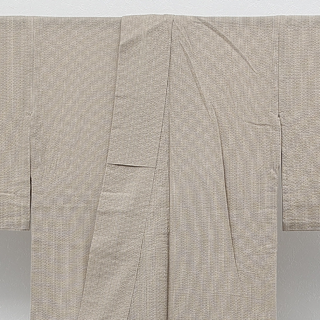 洗える着物 木綿の紬 単衣 身丈172cm 裄丈67cm 木綿 Sランク カジュアル 広衿 XLサイズ 抽象柄 クリーム系 RP 1223-17276