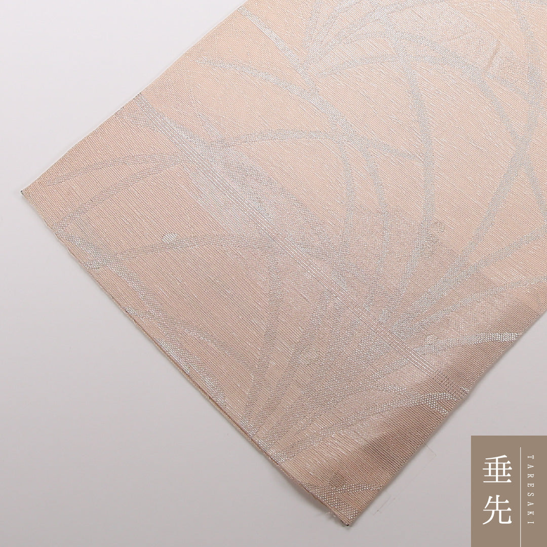 夏物 袋帯 帯丈424cm 正絹 六通 インフォーマル 植物柄 クリーム系 1243-02494
