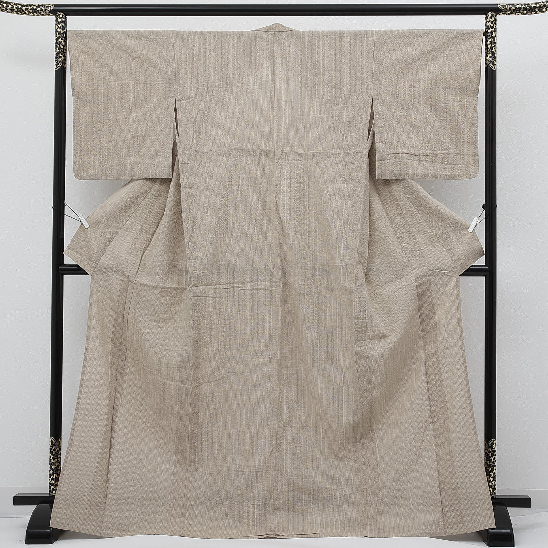 洗える着物 木綿の紬 単衣 身丈172cm 裄丈67cm 木綿 Sランク カジュアル 広衿 XLサイズ 抽象柄 クリーム系 RP 1223-17276