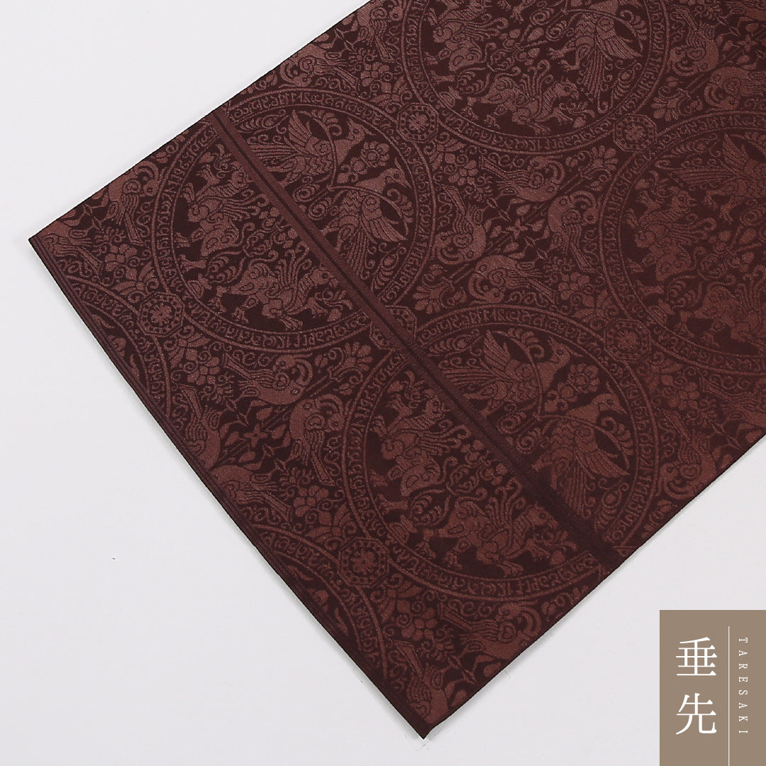 双鳥唐花文 袋帯 帯丈428cm 正絹 六通 インフォーマル 茶系 紫系 1243-02633