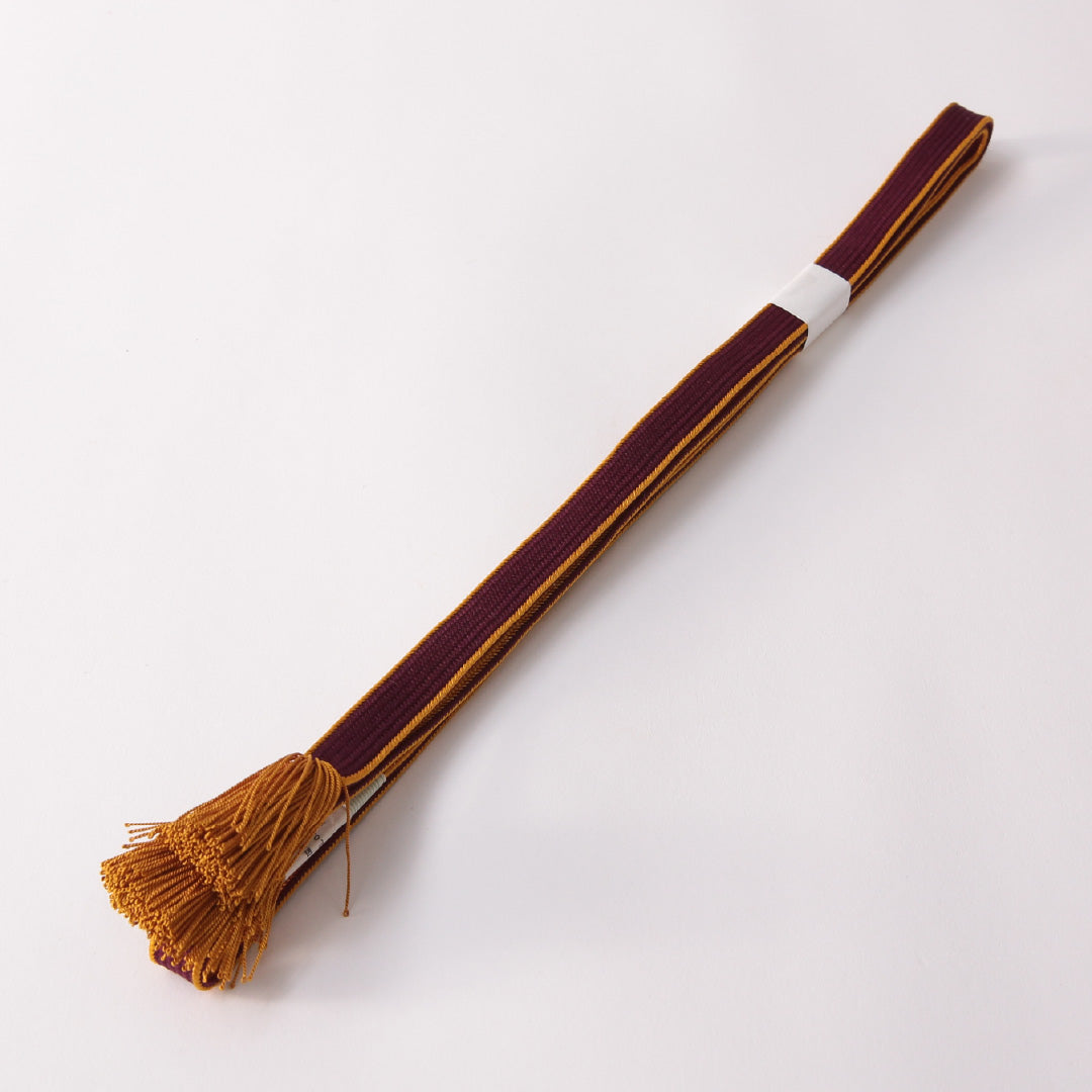 未使用品 帯締め 平組紐 貝の口組 正絹 茶系 黄系 1251-01914