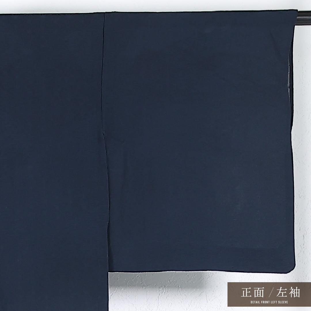 夏物 色無地 身丈152cm 裄丈64cm 正絹 Bランク 紋意匠 (麻の葉) インフォーマル バチ衿 XSサイズ 紺系 RP 1219-17372