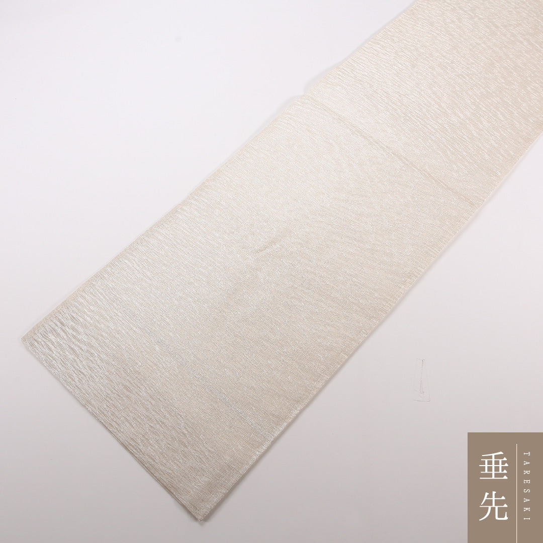 夏物 袋帯 帯丈416cm 正絹 ポイント柄 インフォーマル もじり織 波頭 銀系 1243-02501