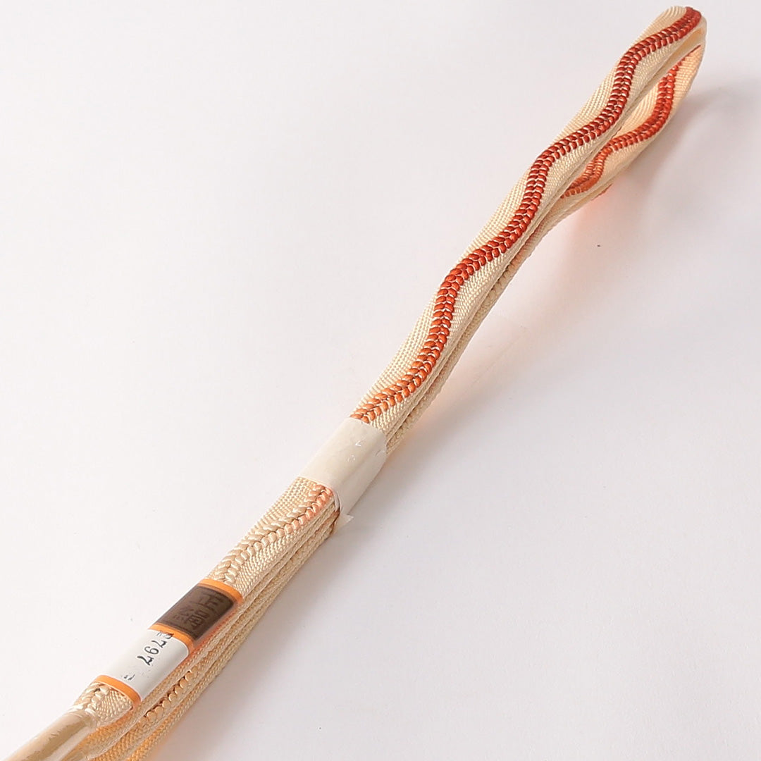 未使用品 帯締め 平組紐 正絹 クリーム系 1251-01592