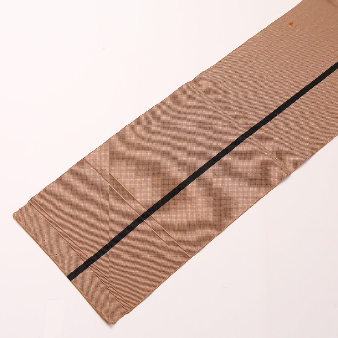 半幅帯 帯丈298cm 正絹 全通 単衣帯 カジュアル 縞 茶系 1247-00744